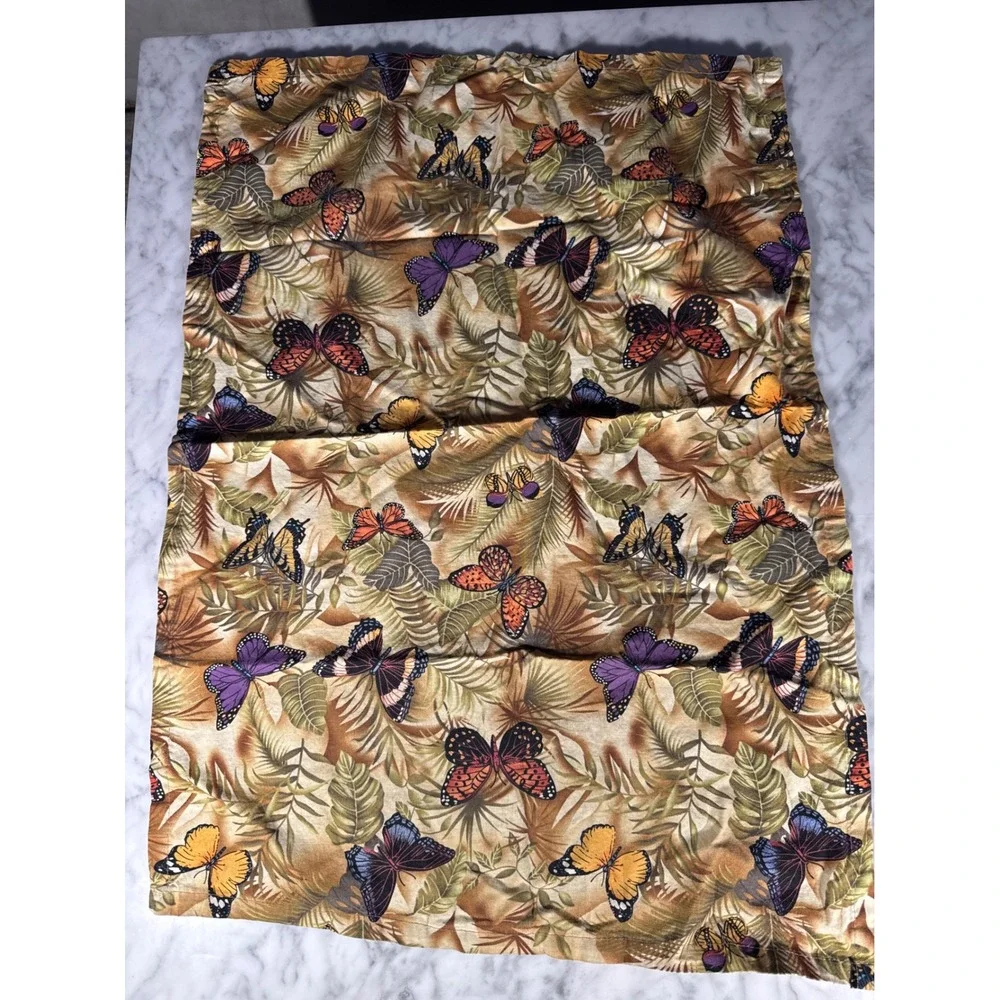 Vintage Style Butterfly Tropical Palm Leaf Cloth Napkins Set of 4 Homemade?